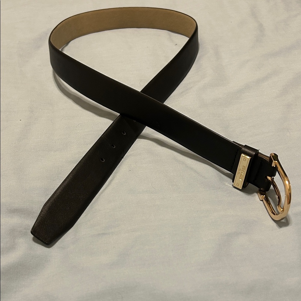 Steve Madden Black Belt with Gold Buckle